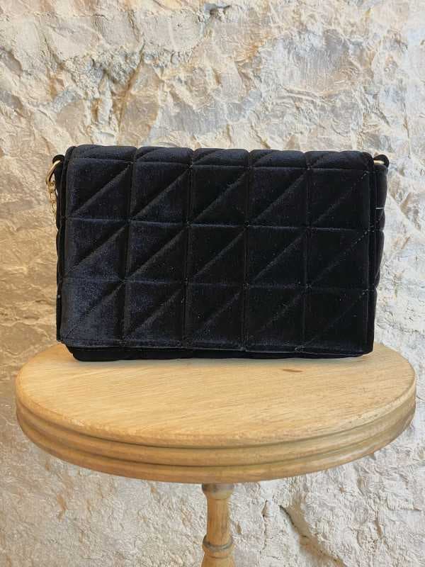 Sac bandoulière noir en velours - Claudie