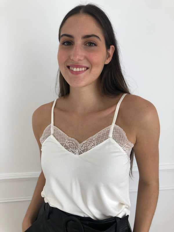 Caraco/ débardeur blanc en dentelle - Mia L