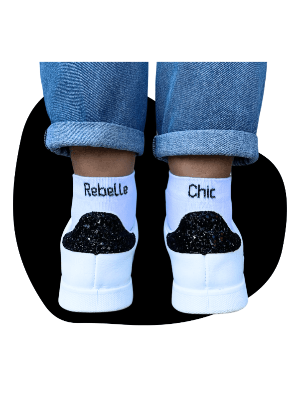 Chaussettes blanches Femme - "Rebelle Chic"