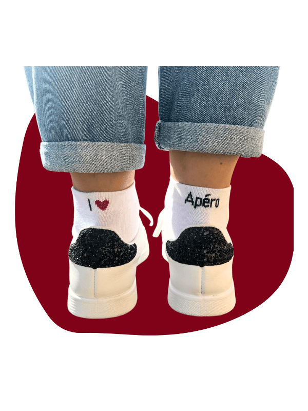 Chaussettes blanches Homme - "I ❤️ APÉRO"