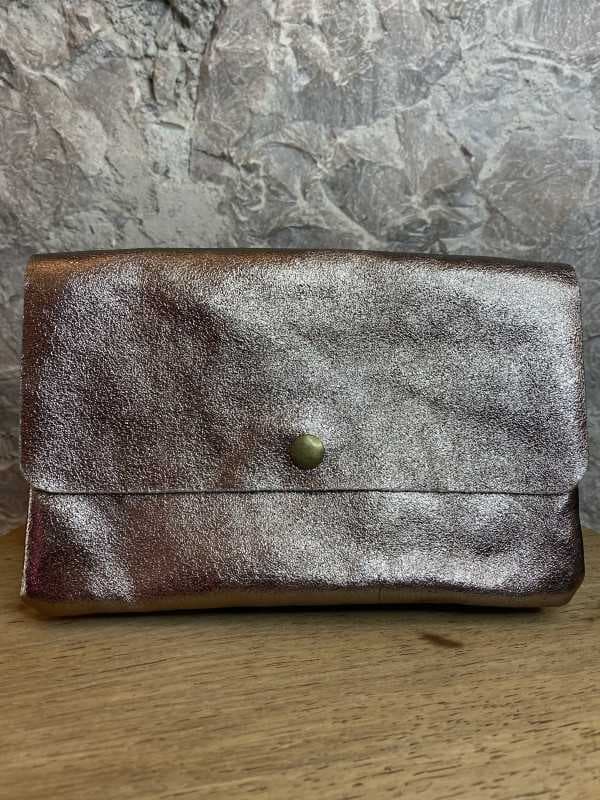 Sac/ pochette en cuir brillant mordoré - Lisa