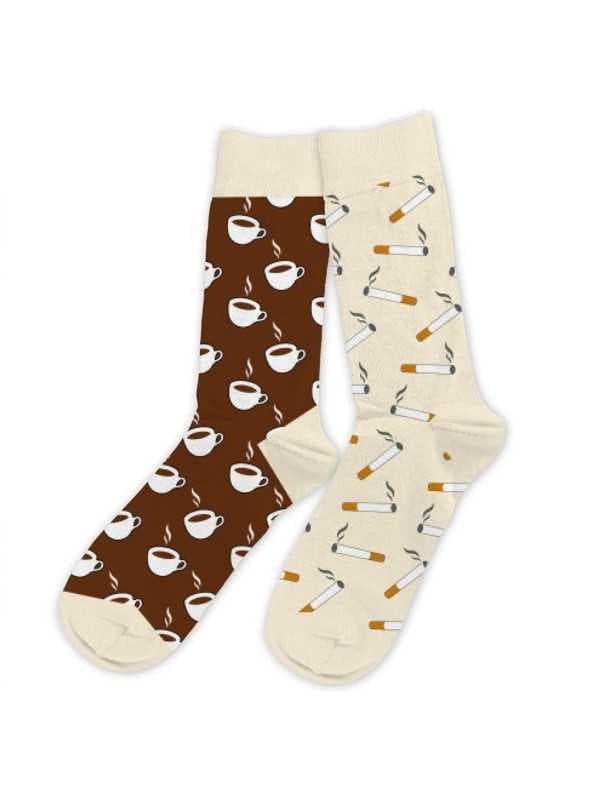 Chaussettes dépareillées - Café/ Clope