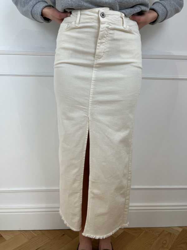 Jupe en jean blanche longue avec fente - Danna M