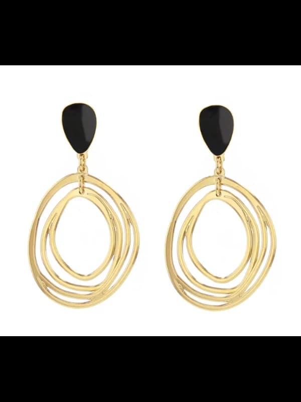 Boucles d'oreilles noires - Ondes graphiques