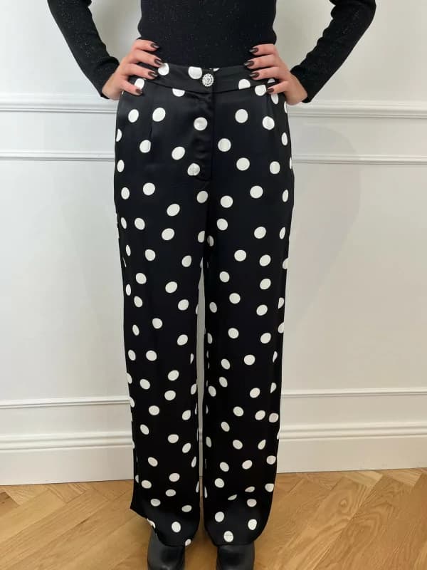 Pantalon noire à pois blancs - Bali XL
