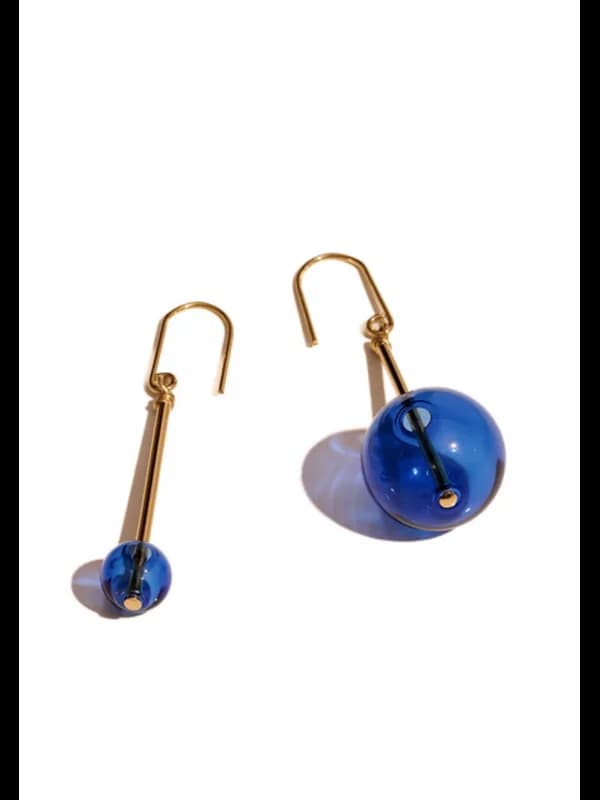 Boucles d'oreilles dorées et bleues - Mobile