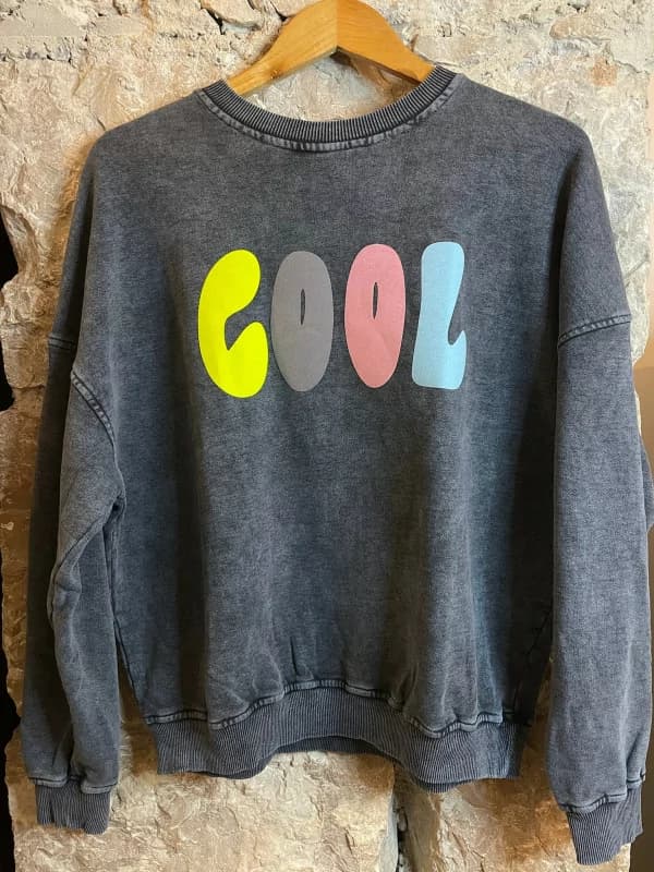 Sweat gris délavé à inscription Cool - Colorful Taille unique