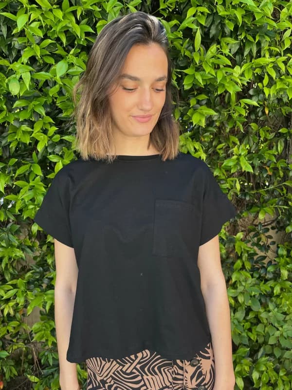 T-shirt noir ample avec poche - Achille L