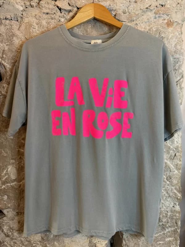 T-shirt gris la vie en rose - Vivi Taille unique