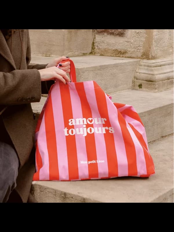 Sac cabas rose - rouge - Amour Toujours
