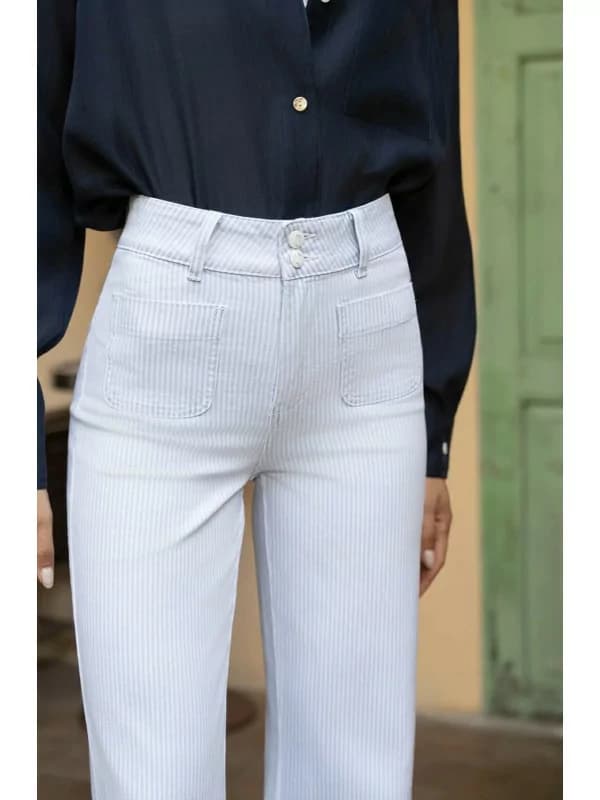 Jean blanc à rayures bleues - Elena T.40