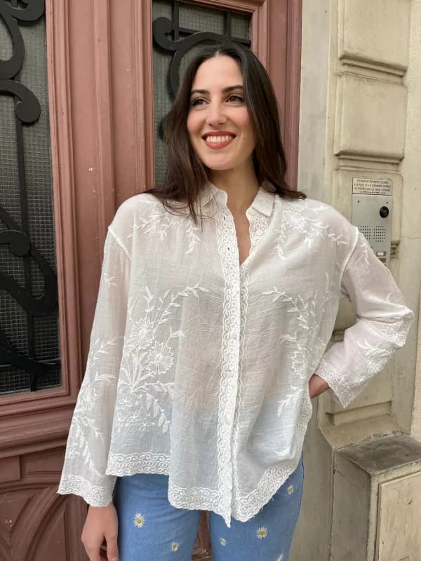 Chemise blanche broderie - Bianca S/M