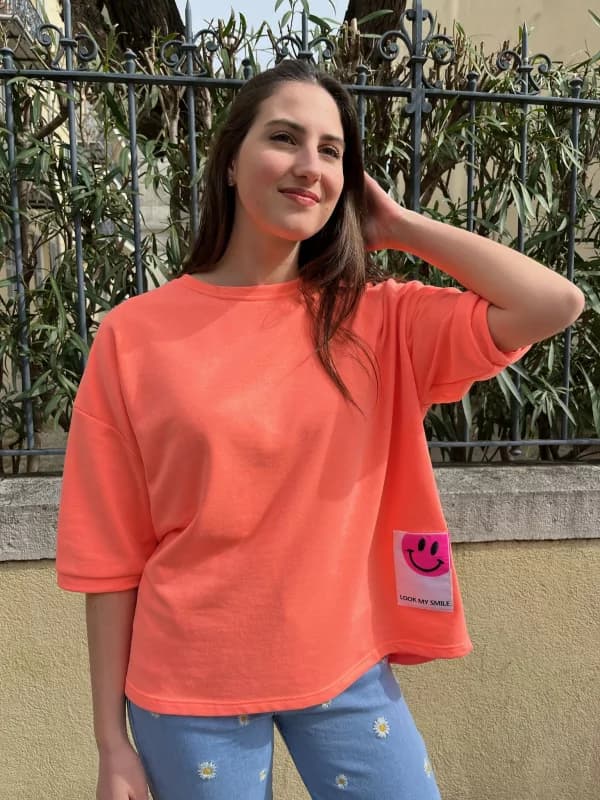 Sweat manches courtes - orange flashy