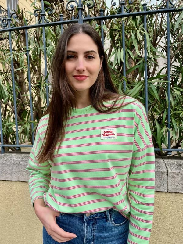 T-shirt manches longues rayé vert - Thread S/M