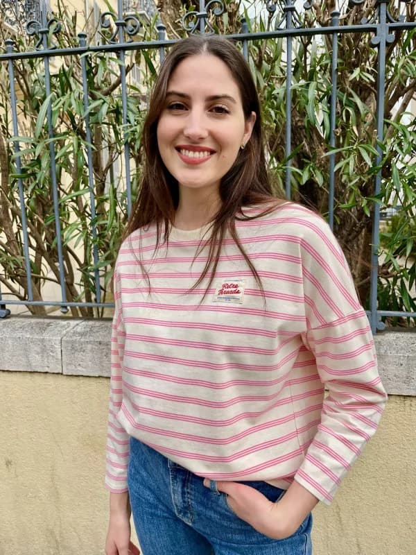 T-shirt manches longues rayé rose - Thread S/M
