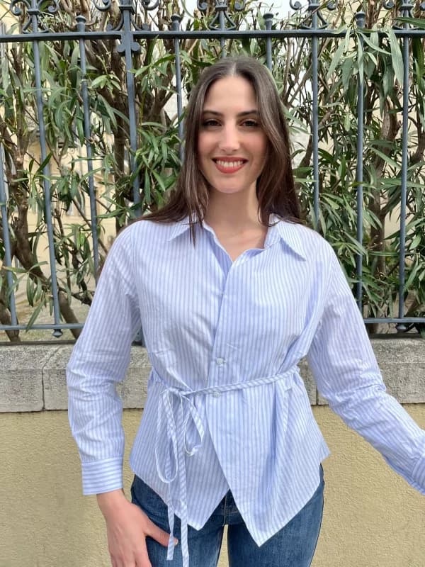 Chemise blanche rayée bleu -  Séoul S