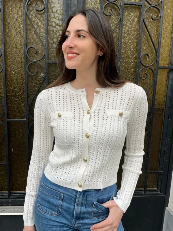 Gilet blanc style crochet - Berlin L