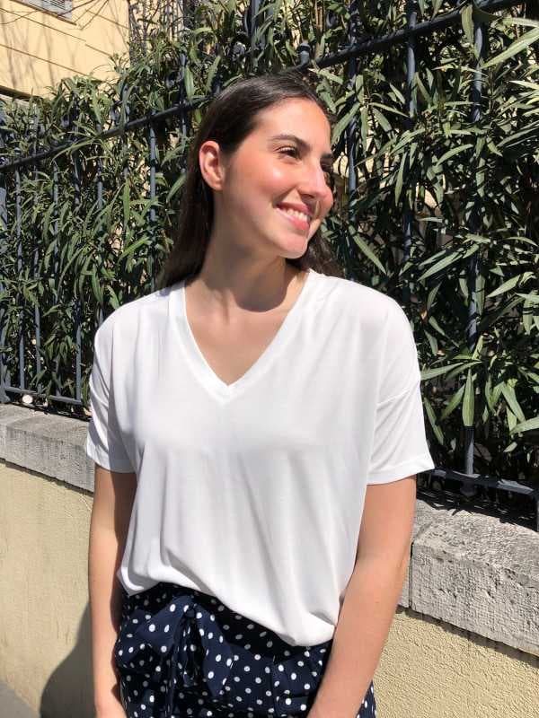 T-shirt col V blanc - Francesca S