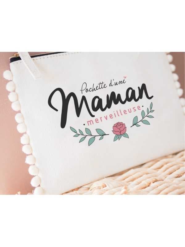 Pochette pompon "Maman merveilleuse"