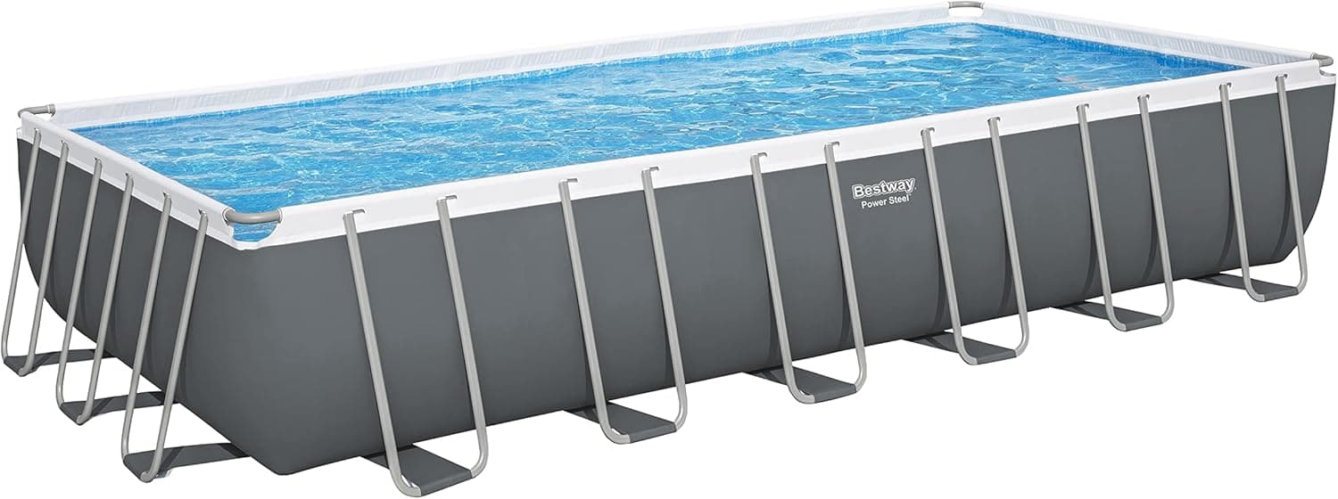 Piscine Hors Sol Rectangulaire Bestway Power Steel™ – 732 × 366 × 132 cm – 30 045 L – Structure Tritech™ – Pompe, Échelle, Bâche, Doseur ChemConnect I
