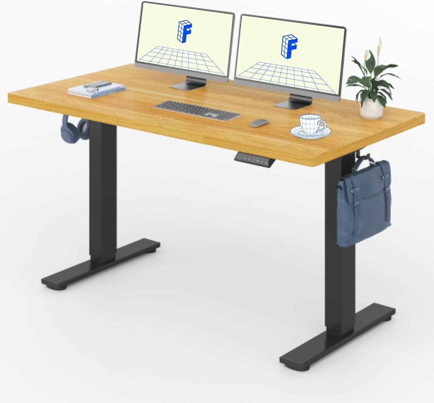 Bureau assis-debout électrique 160×80 cm - 140x80cm, Cadre Blanc+plateau Érable