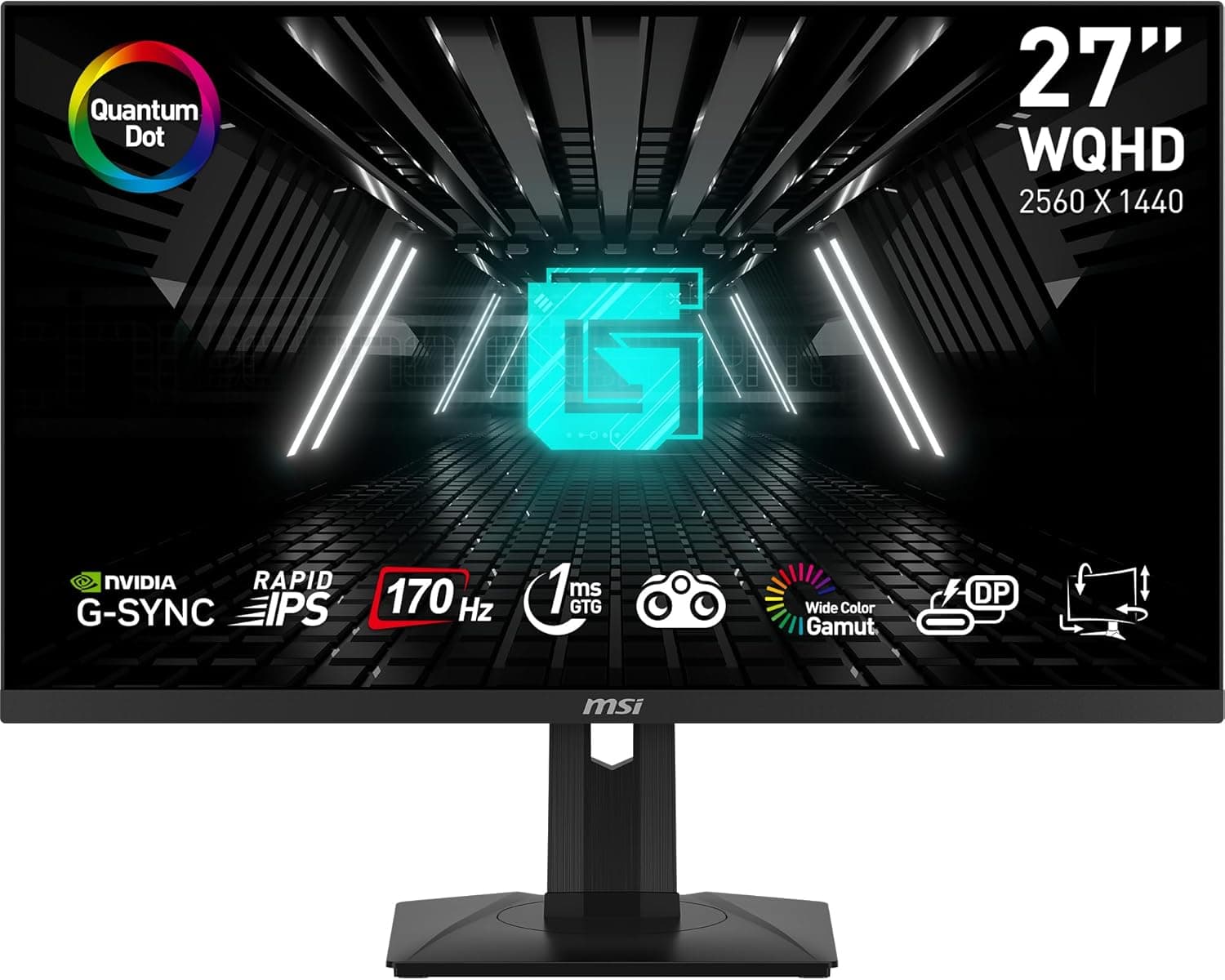 Écran PC Gaming WQHD 27’’ – Rapid IPS 240 Hz, 1 ms, HDR400, G-Sync & USB-C 65W - 27'' / FHD / Pivotable - 170 Hz / Rapid IPS / 1m / FreeSync Premium