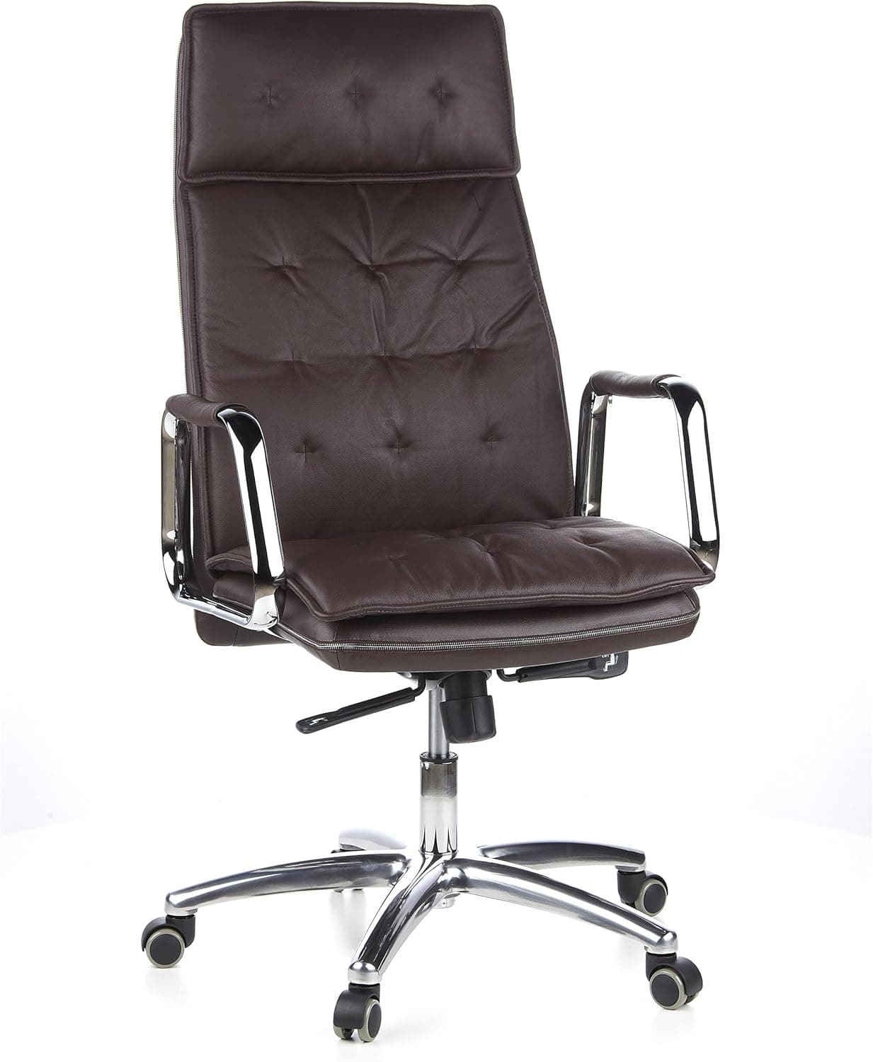 Fauteuil de direction cuir nappa – Haut dossier, mécanisme synchrone 4 positions, 120 kg - Noir