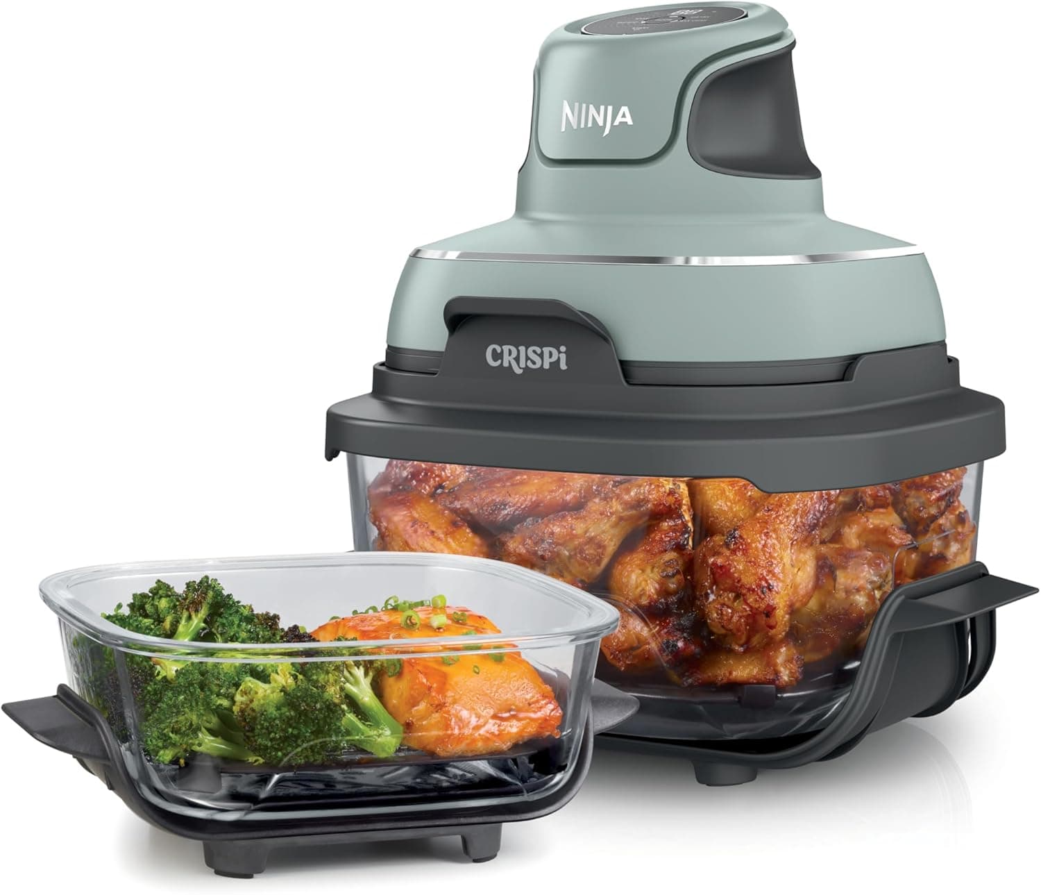 Friteuse à air portable 4 litres – ultra-compacte en verre, 1500 W, 4-en-1, récipients micro-ondes & lave-vaisselle - Pierre