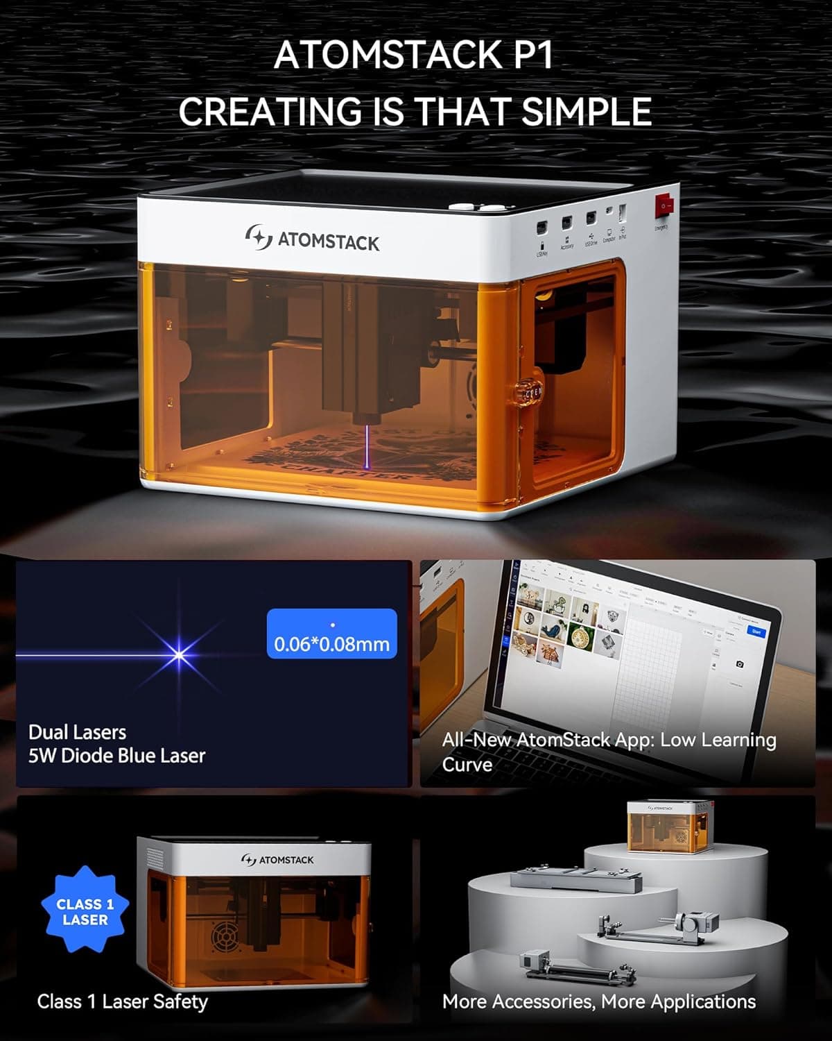 Graveur laser portable 5W avec gravure multi-matériaux