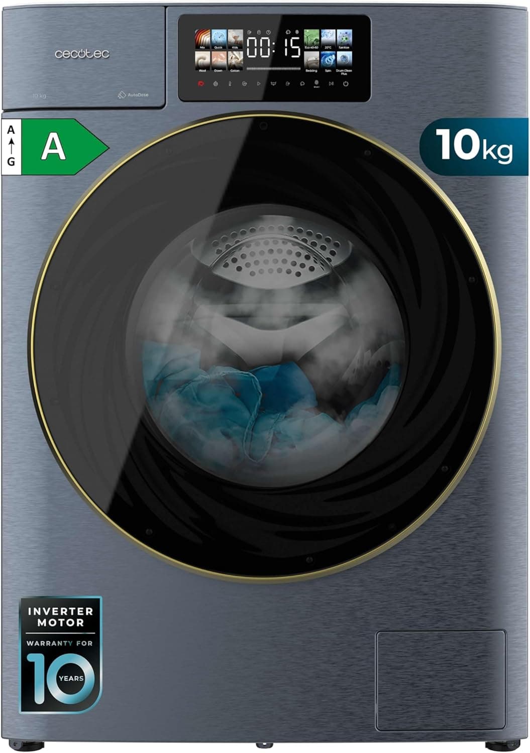 Lave-linge 10 kg frontal – Auto-Doseur Ultra-Efficace, 1400 tr/min, Vapeur, Écran 10,3" - 10 kg - Ice Bleu
