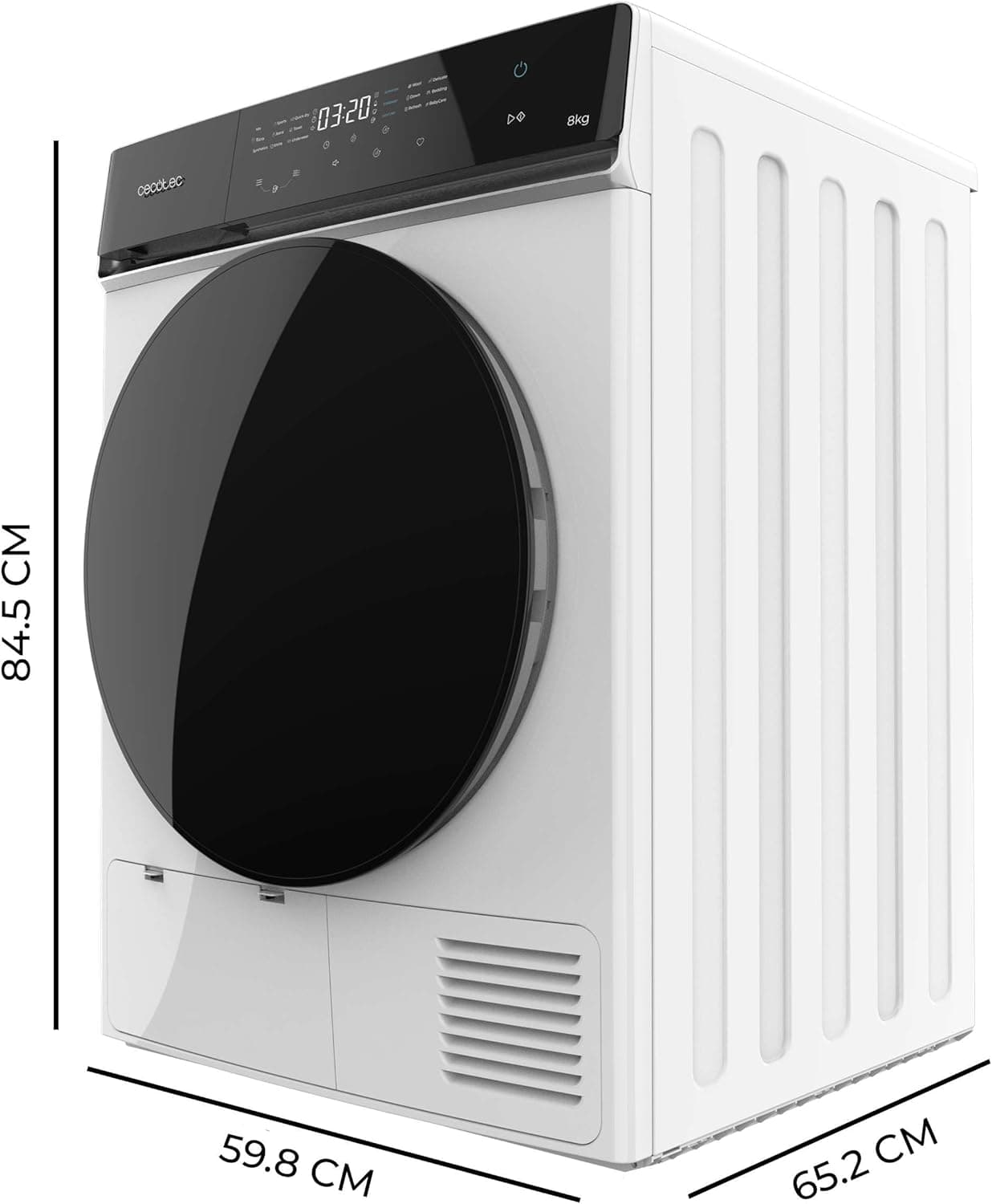 Sèche-linge 8 kg à Pompe à Chaleur – Classe A+++, FullTouch, Tambour Inox & Repassage Facile Cecotec Bolero DressCode Dry 8400