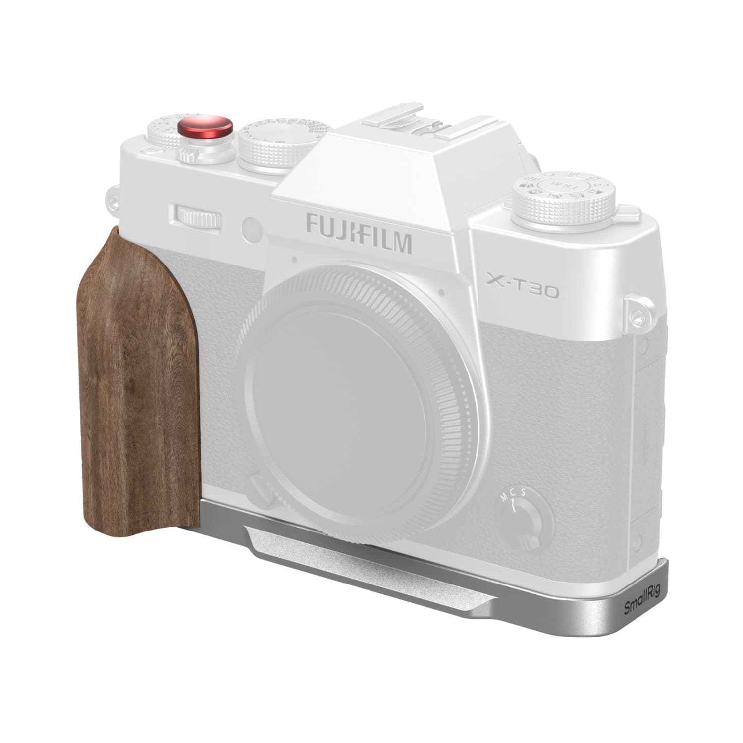 SmallRig L-Shaped Mount Plate with Wooden Handle for FUJIFILM X-T30 / X-T30 II / X-T30 III (Silver)