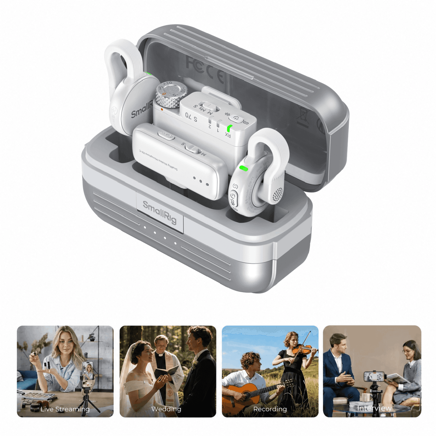 SmallRig S 70 Wireless Microphone with Multi-Device Compatibility (White) 5716