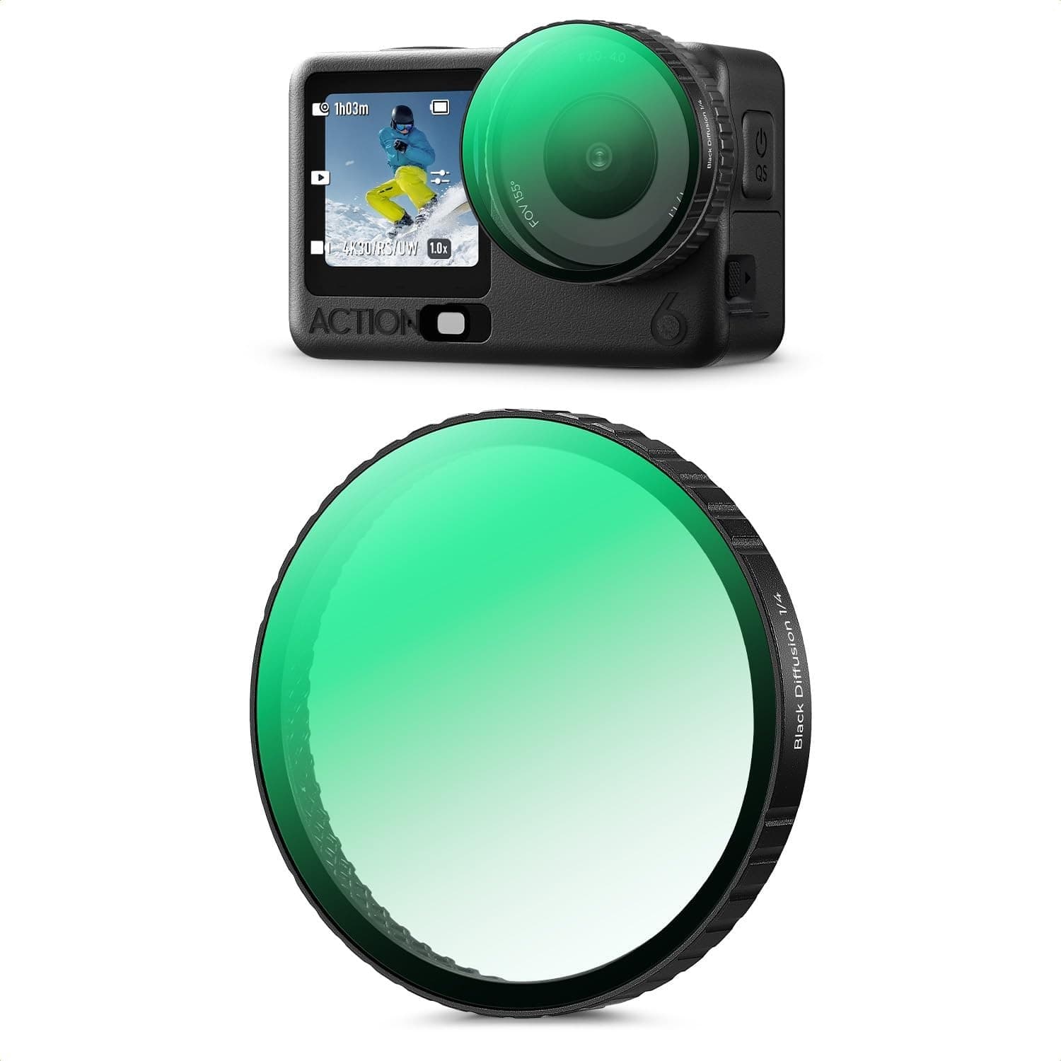 K&F DJI Action 6 Action Camera Filter (Black Soft 1/4), high-definition lens, dual and single-sided