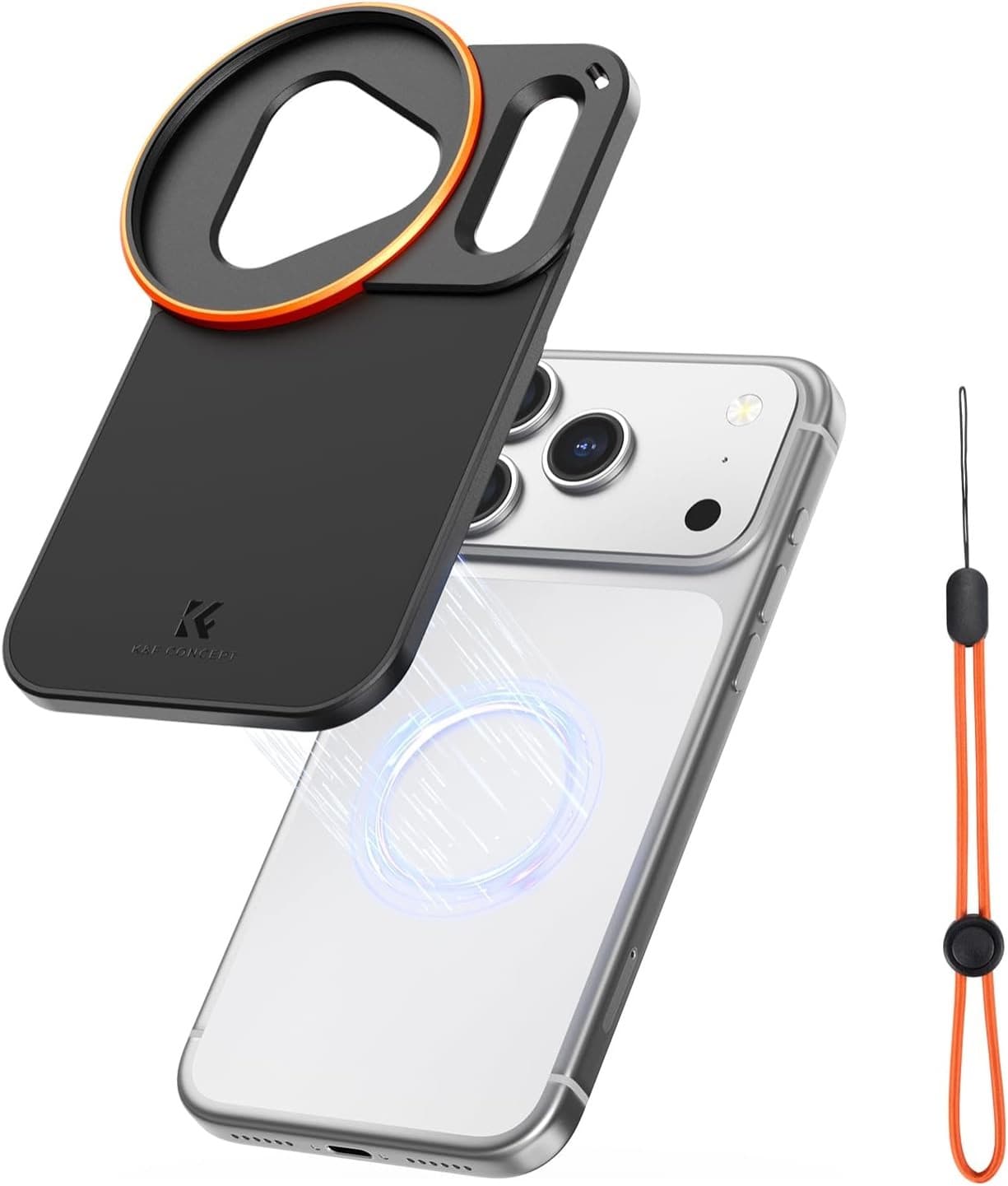 K&F 58mm screw-in metal double-sided magnetic filter holder, black, for iPhone 17 Pro Max