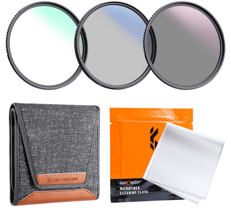 K&F 72mm 3pcs Professional Lens Filter Kit (MCUV/CPL/ND4) + Filter Pouch+3pcs*Cleaning Cloth