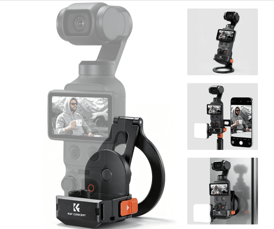 K&F DJI OSMO Pocket 4 MagSafe Magnetic Expansion Frame with Cold Shoe, Action Mount, 1/4" Thread & L