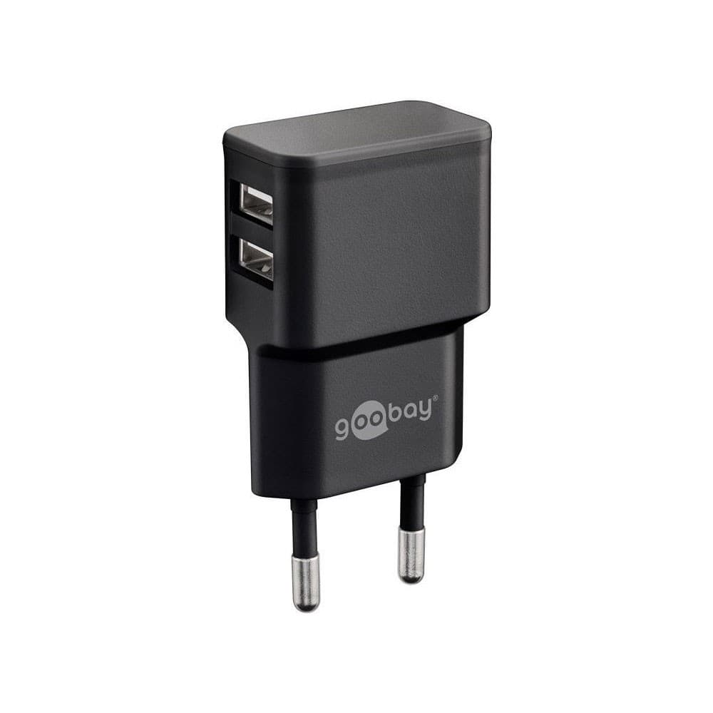 Napájecí a nabíjecí adaptér 230V na 2x USB, max.2,4A, černý