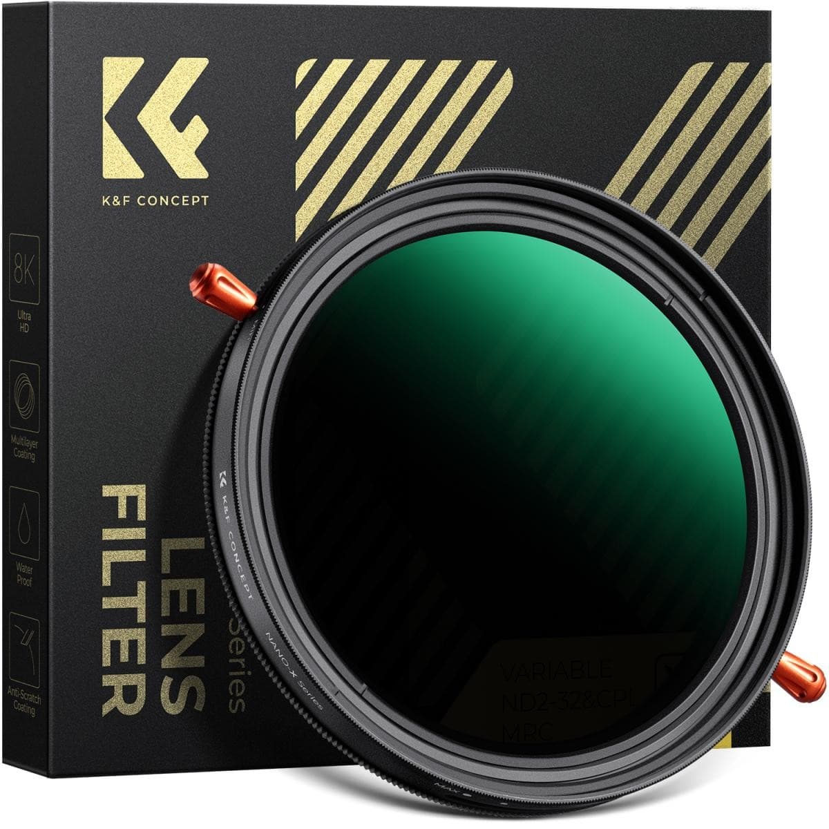 K&F 67MM Nano-X Multifunctional CPL+Variable/Fader ND 2~32 filter, HD, Waterproof, Anti Scratch, Gr