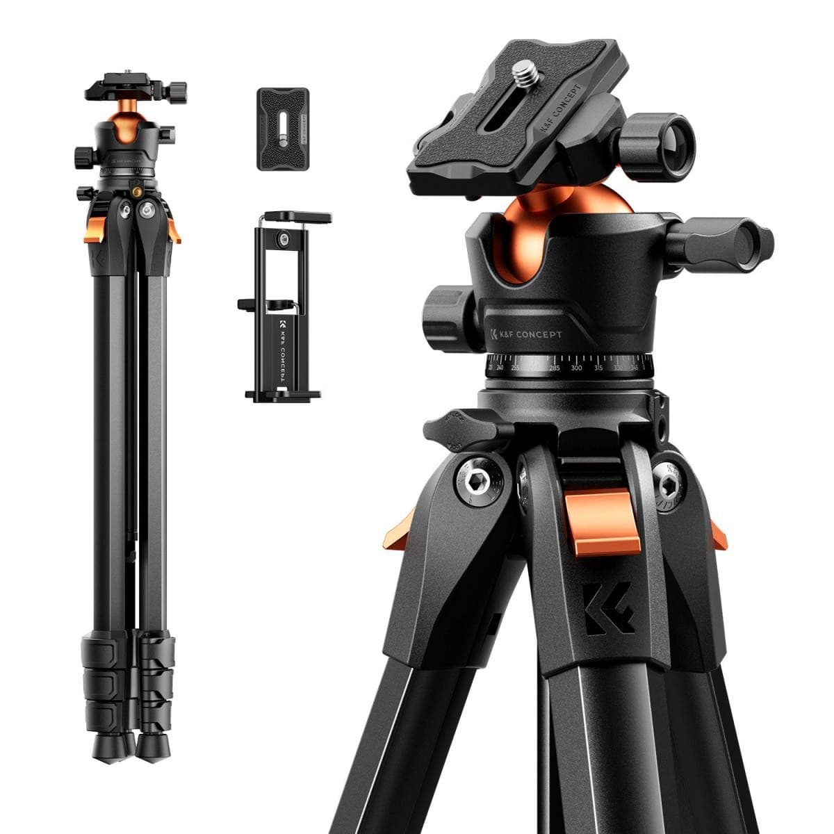 K&F Concept A304A3+BH-40 – trípode de viaje de aluminio de 172 cm con rótula de bola