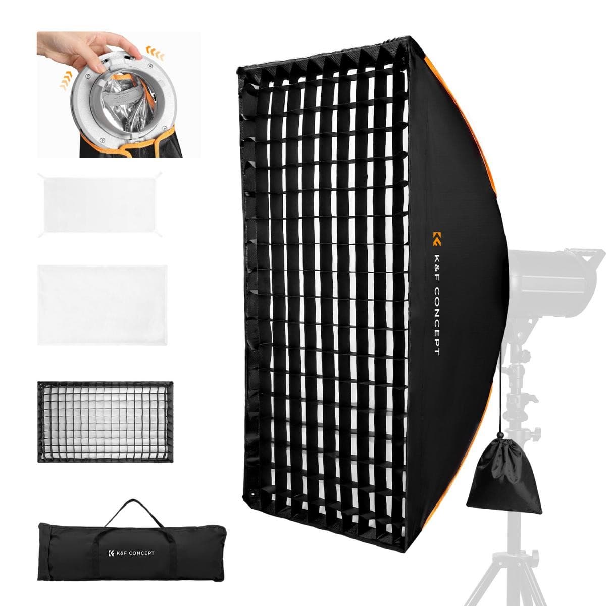 K&F Concept softbox 60×90 cm, 4boký, rychloskládací, uchycení Bowens