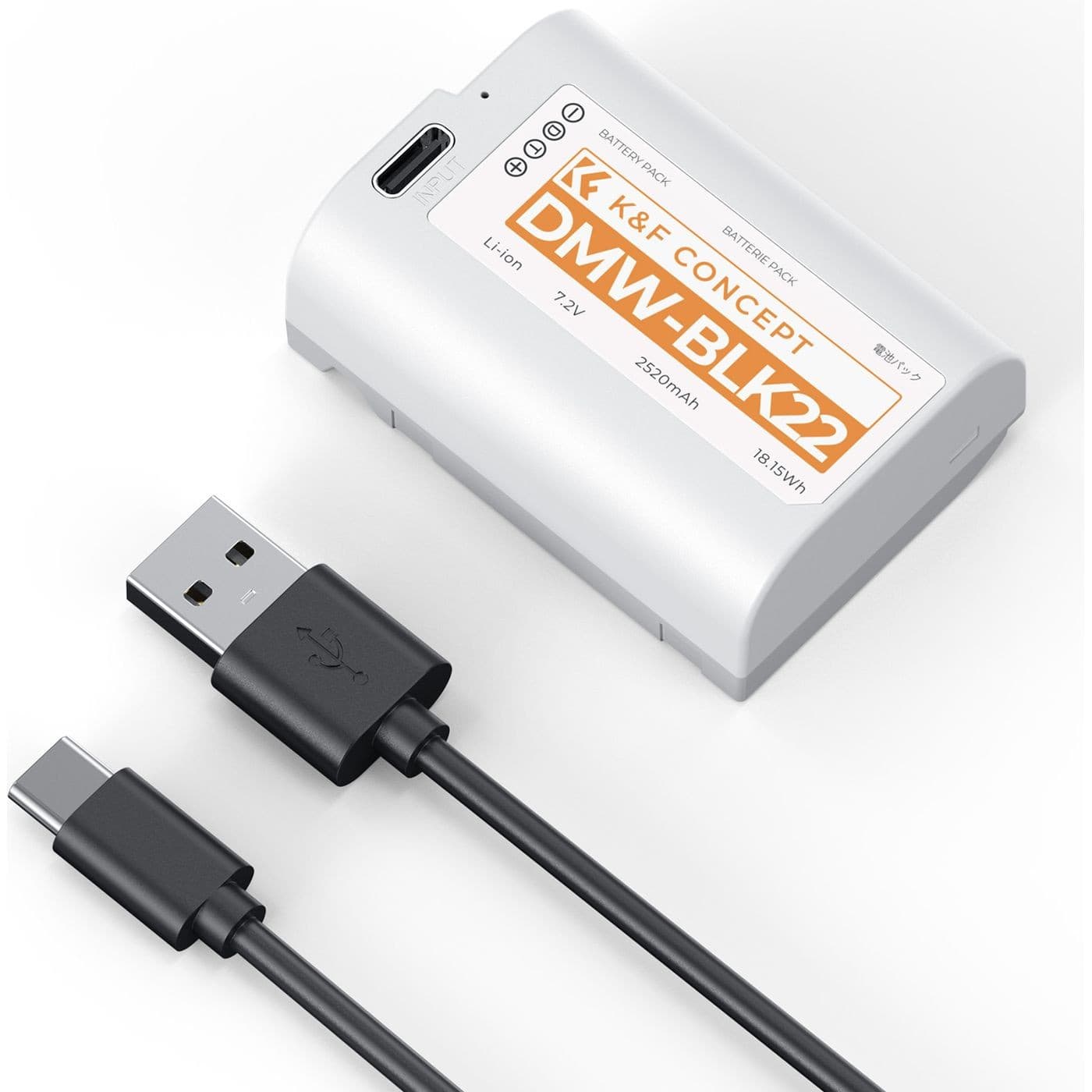 K&F Concept baterie Panasonic DMW-BLK22 2520mAh s nabíjením USB-C