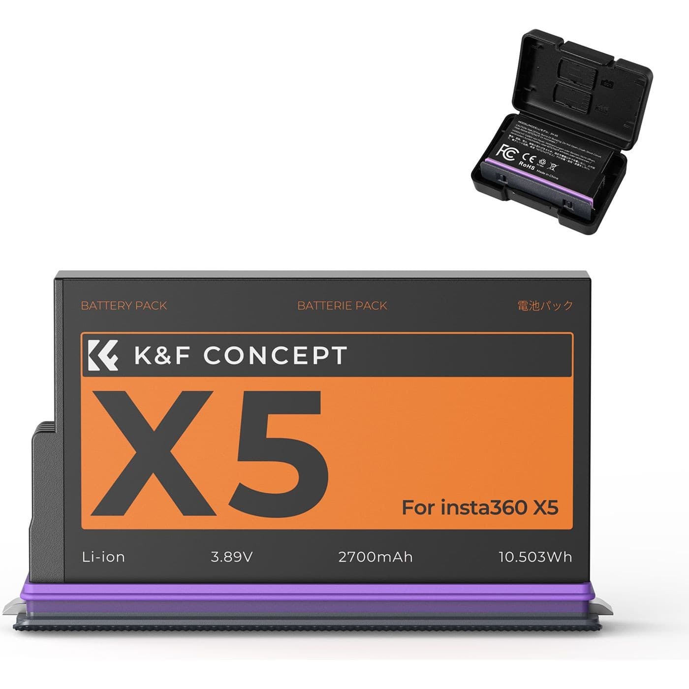 K&F Concept baterie pro Insta360 X5 2700mAh s úložným pouzdrem
