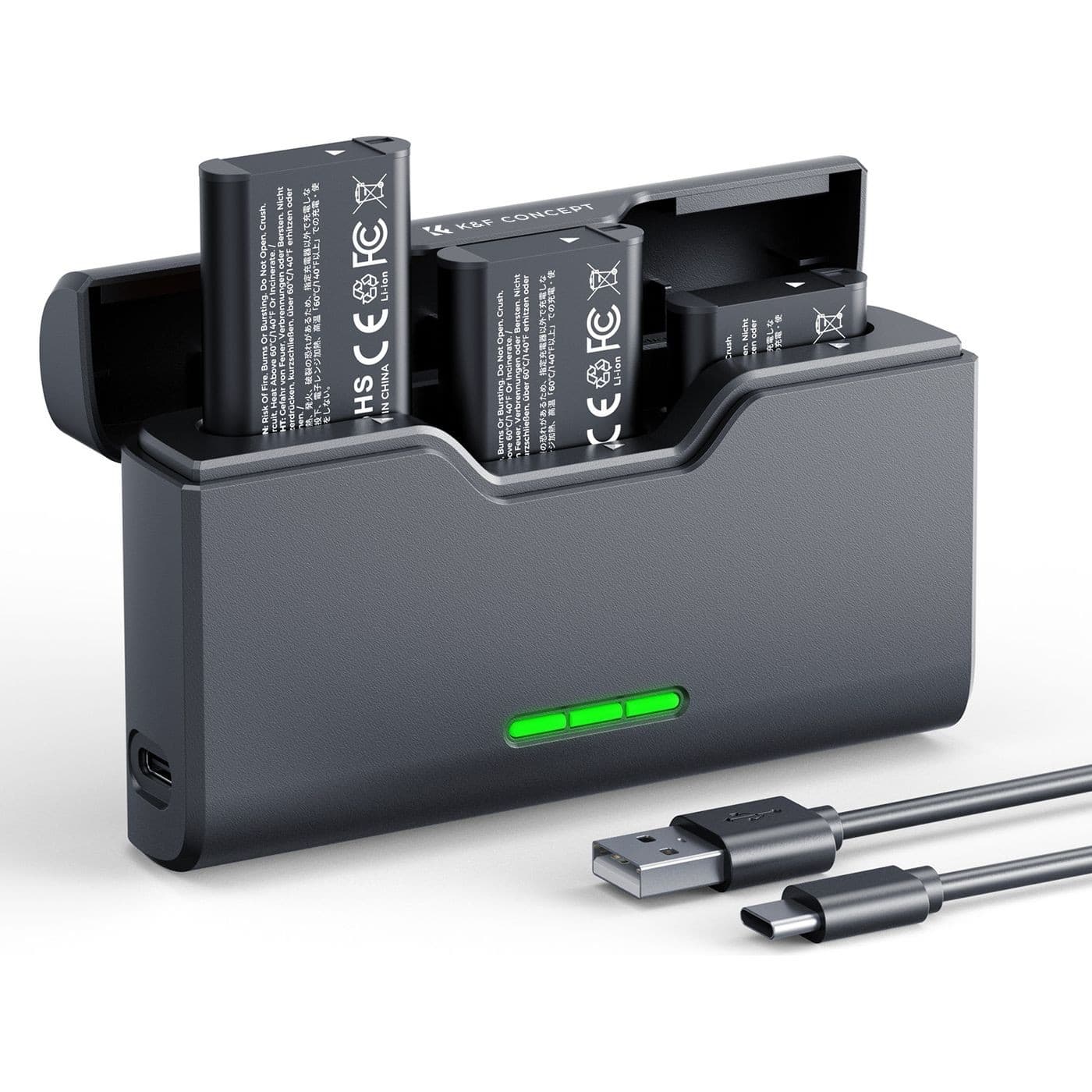 K&F Concept baterie Sony NP-BX1 1240mAh, 3 ks + nabíječka na 3 sloty s LCD, USB-C