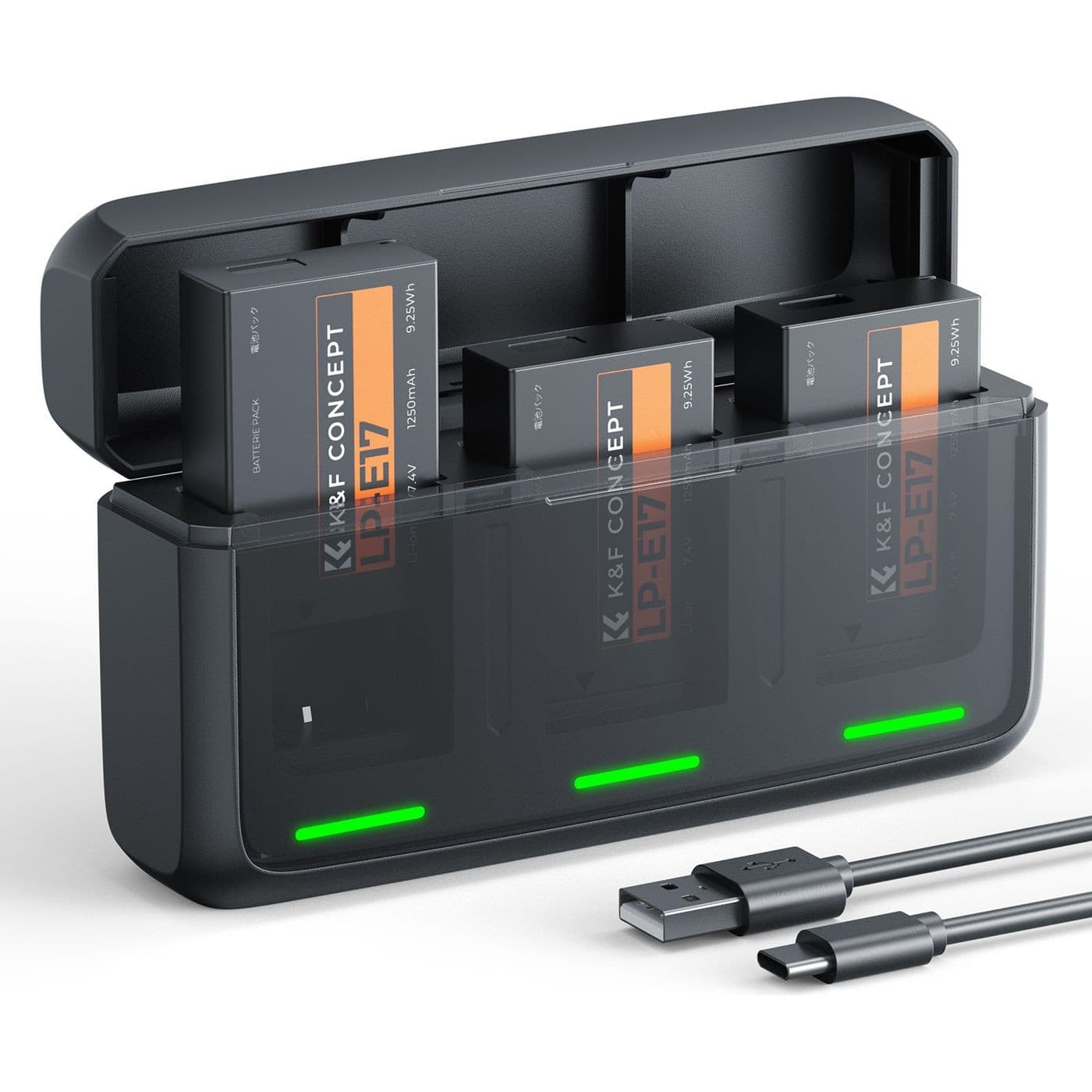 K&F Concept baterie Canon LP-E17 1250mAh, 3 ks + nabíječka na 3 sloty