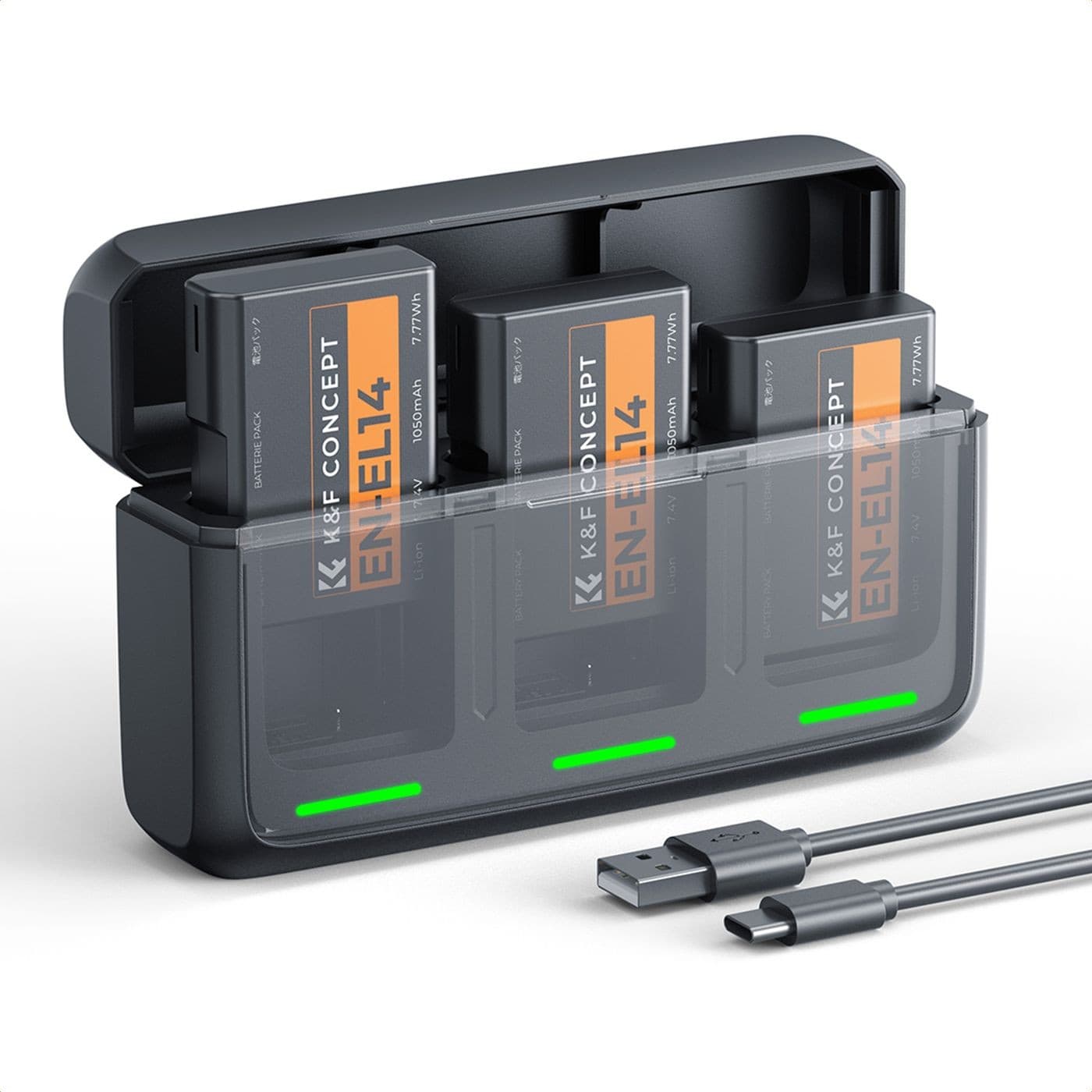K&F Concept baterie Nikon EN-EL14 1050mAh, 3 ks + nabíječka na 3 sloty