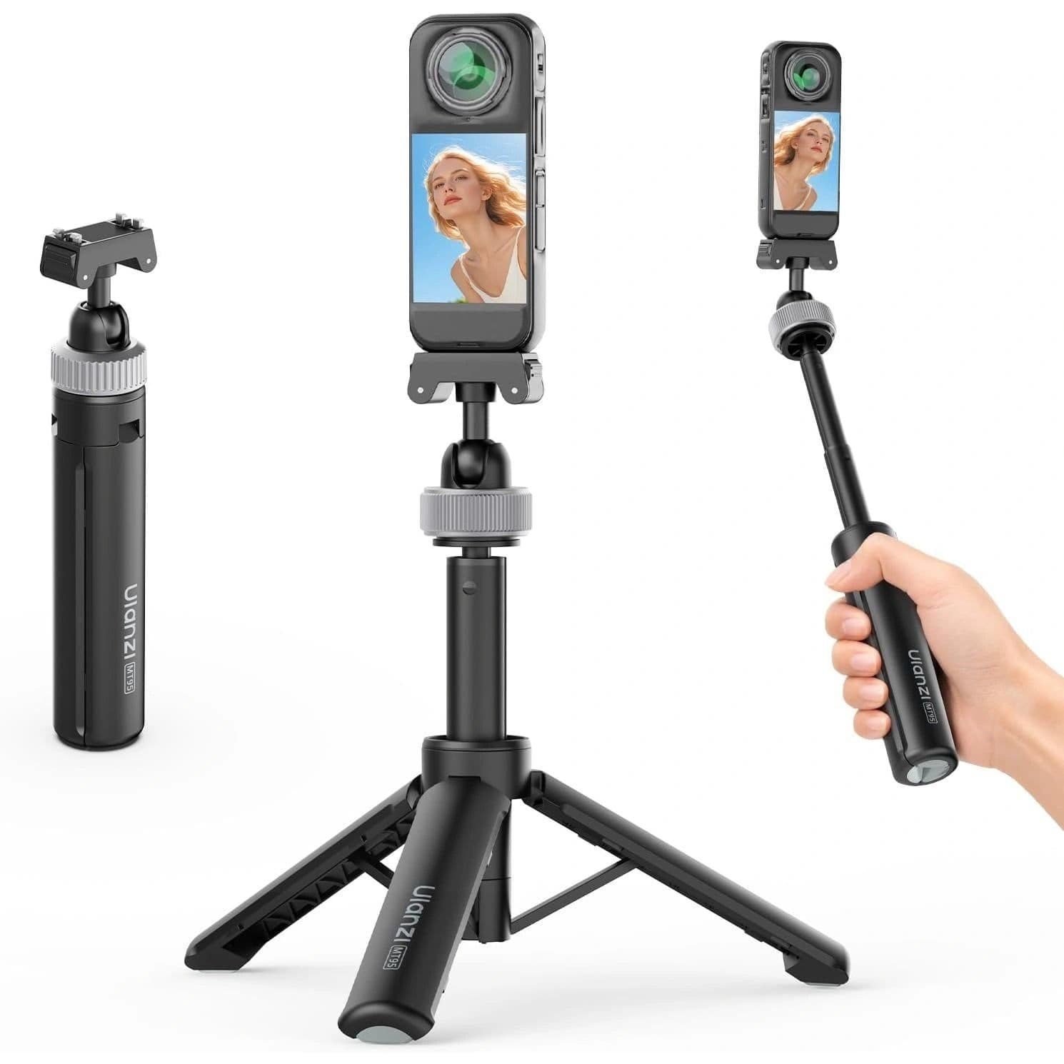 Ulanzi MT95 minitrípode telescópico y palo selfie para Insta360 X5, negro