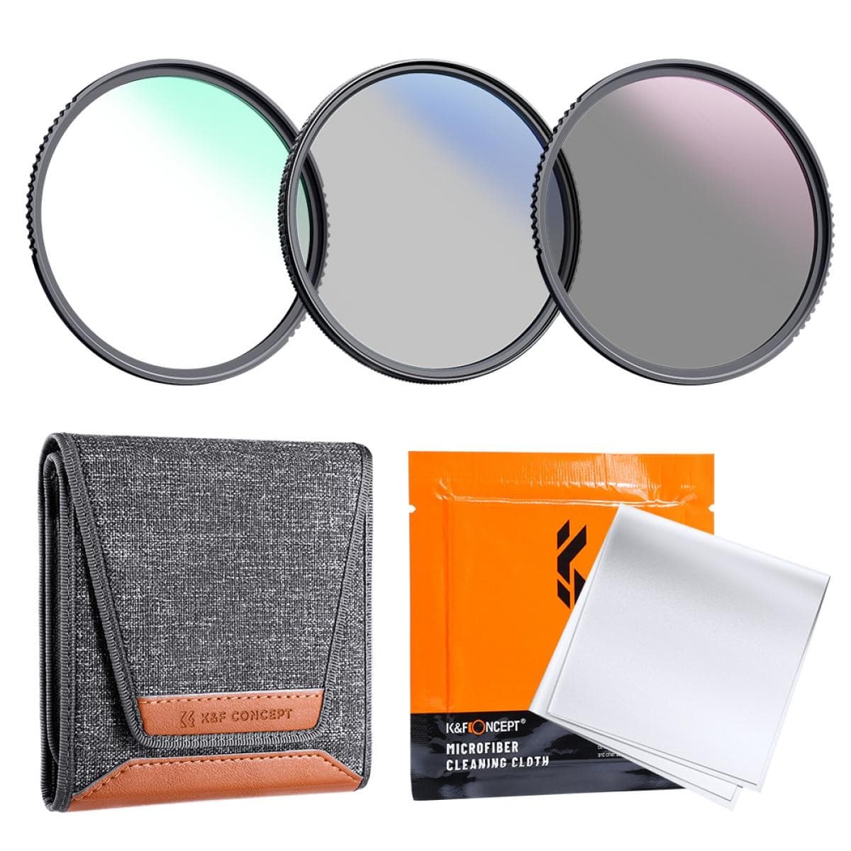 K&F 67mm 3pcs Professional Lens Filter Kit (MCUV/CPL/ND4) + Filter Pouch+3pcs*Cleaning Cloth