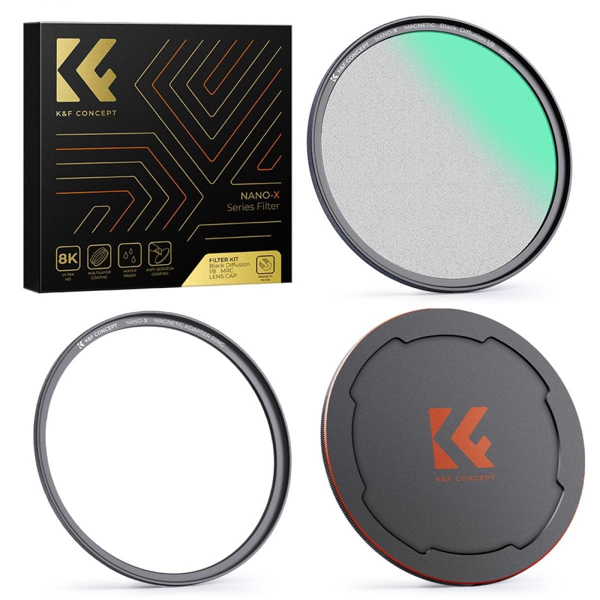 K&F 49MM, NANO-X-1/8Black Mist Magnetic filter,HD, Waterproof, Anti Scratch, Green Coated