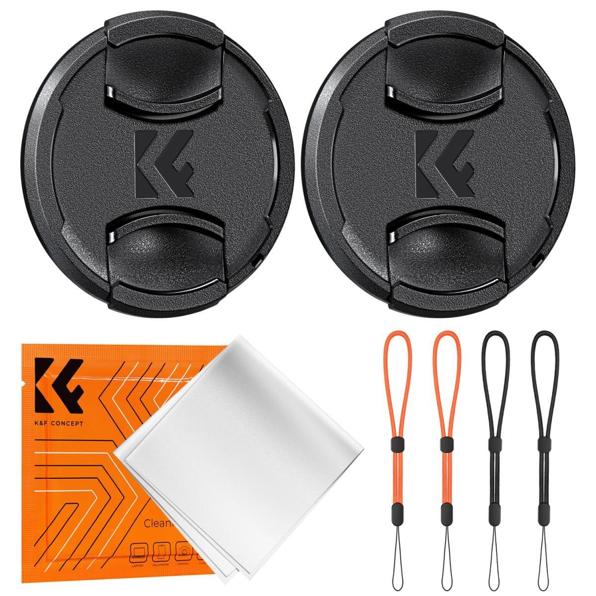 K&F 58mm Snap-On Center Pinch Lens Cap 7 in 1 with Anti-Loss Keeper Leash Compatible with Nikon, Canon, Sony, Fujifilm Camera Lenses